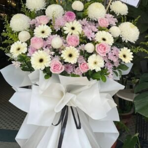 Soft Pink Tribute Condolences & Funeral Flower Stand